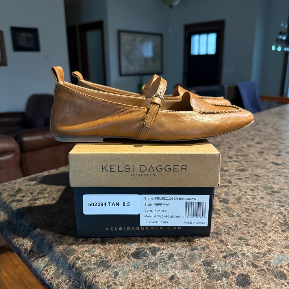 Kelsi Dagger Tan Leather Mary Jane Loafers size 8.5 - Picture 2 of 5